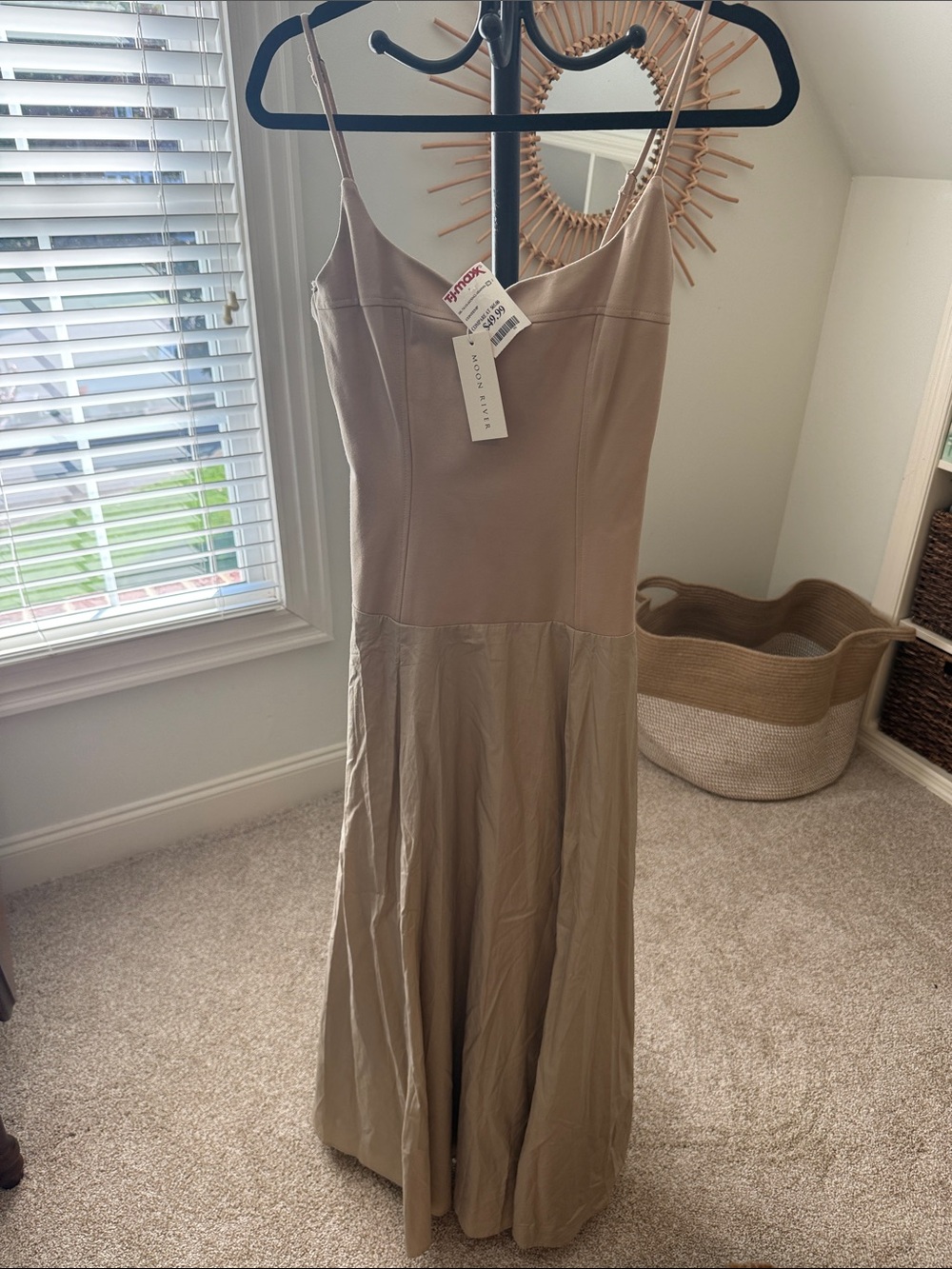 Moon River Taupe Strappy Maxi Dress